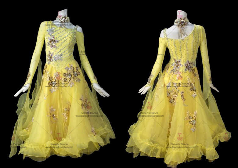 Ballroom Dance Competition Dresses,Ballroom Dance Dresses Yellow BD-SG2907,Ballroom Gowns,Waltz Dance Dresses