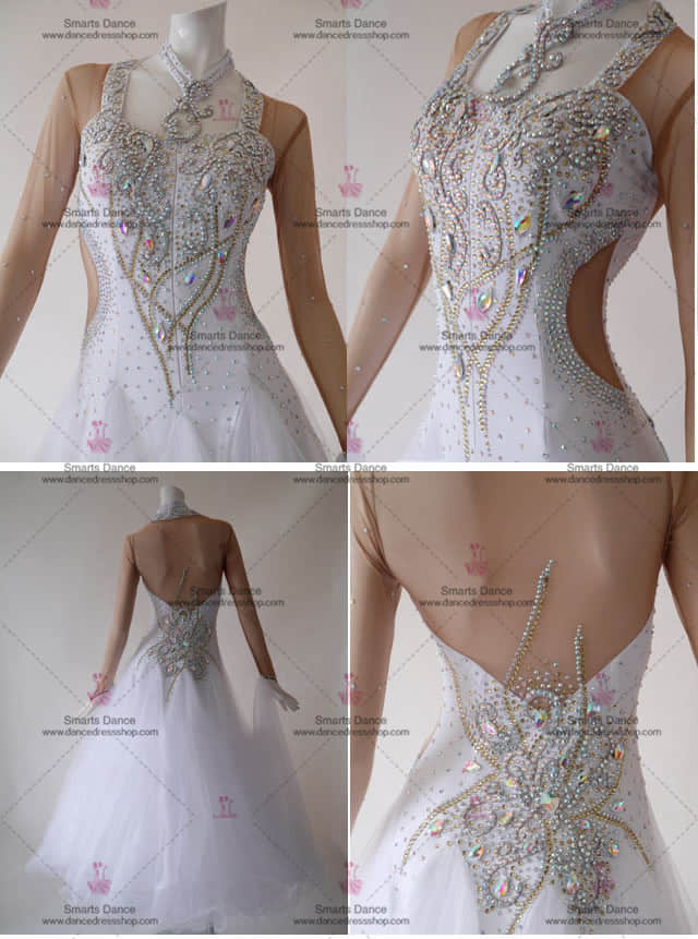 Affordable Ballroom Competition Dresses White BD-SG3007,Waltz Dance Dresses,Ballroom Dance Costumes For Competition