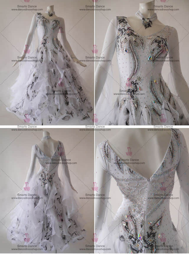 Ballroom Gowns,Ballroom Dance Costumes For Competition White BD-SG3015,Ballroom Costumes,Ballroom Dance Customes