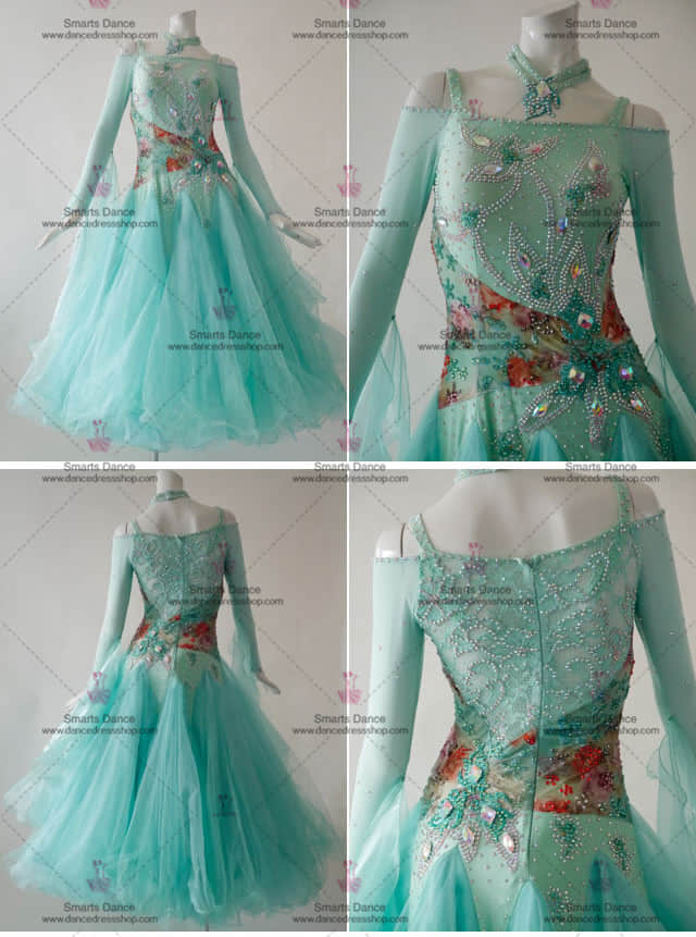 Ballroom Dance Costumes,Tailor Made Ballroom Dress Green BD-SG3019,Ballroom Dresses For Sale,Ballroom Dance Competition Dresses