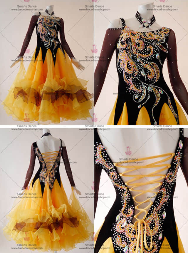 Ballroom Dance Competition Dresses Yellow BD-SG3033,Tailor Made Ballroom Dress,Ballroom Costume For Female