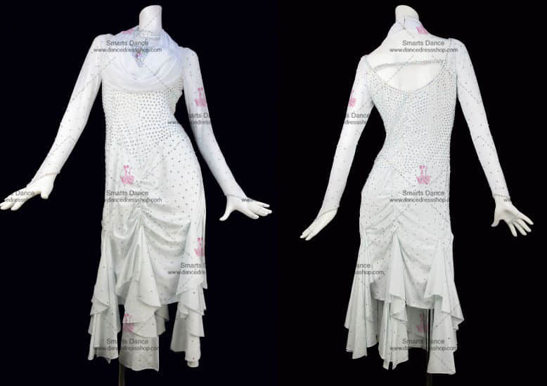 Latin Dance Dresses,Tailor Made Latin Dress White LD-SG1798,Womens Latin Dress,Latin Ballroom Dresses