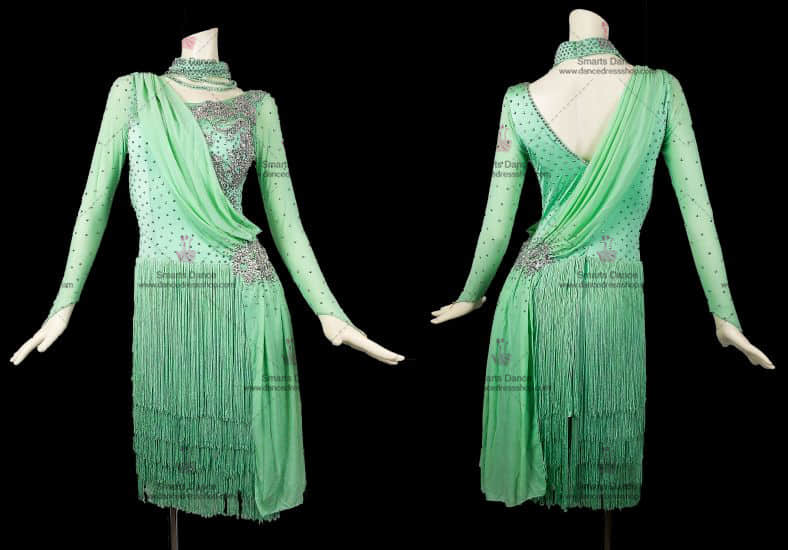 Latin Dance Competition Dresses,Waltz Dance Dresses Green LD-SG1802,Latin Dance Dresses,Womens Latin Dress