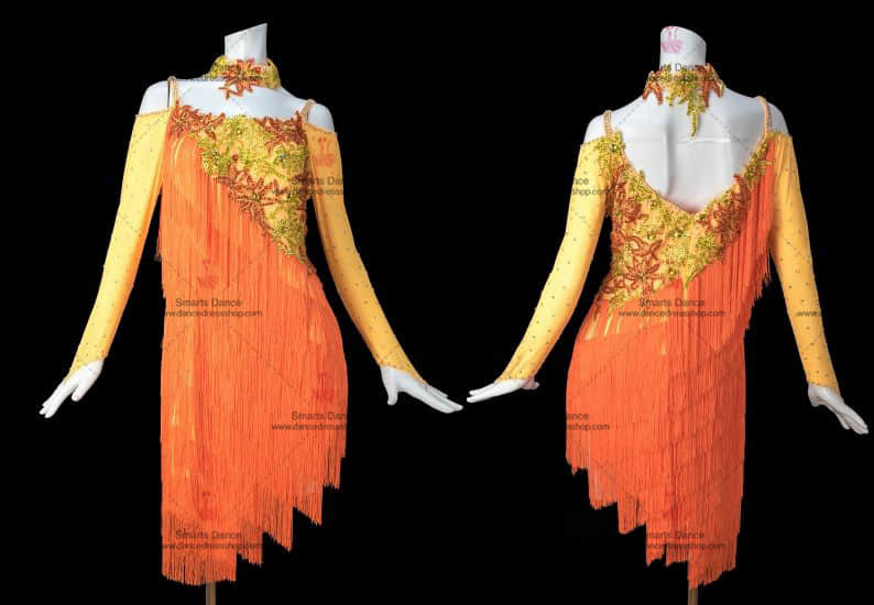 Latin Dance Costumes,Affordable Latin Dress Orange LD-SG1803,Latin Dance Dresses For Sale,Latin Dance Clothes