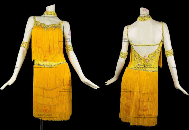 Womens Latin Dress,Custom Made Latin Dress Yellow LD-SG1804,Latin Dance Clothes,Affordable Latin Competition Dresses