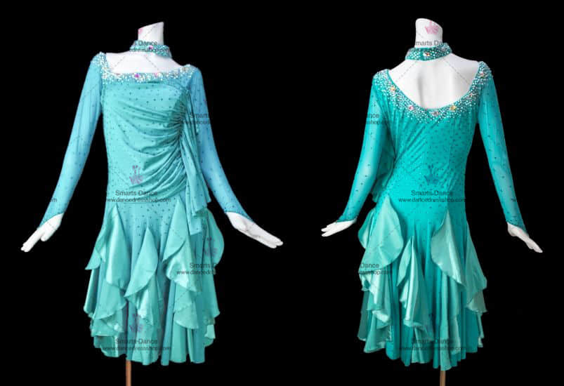 Latin Dance Costumes,Custom Made Latin Dress Blue LD-SG1806,Latin Dresses,Latin Gowns