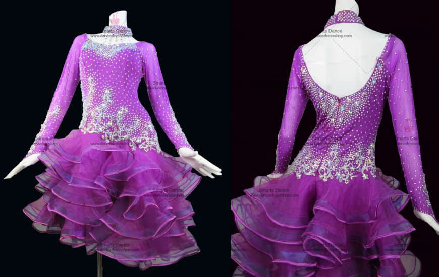 Latin Costume For Female,Latin Dance Dresses Purple LD-SG1815,Waltz Dance Dresses,Latin Dance Customes