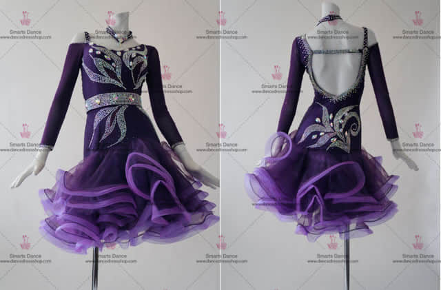 Latin Dance Customes,Waltz Dance Dresses Purple LD-SG1816,Latin Costumes,Latin Dresses For Sale