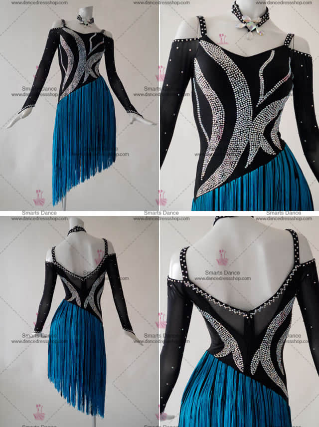 Latin Dance Clothes,Latin Dance Costumes Black LD-SG1819,Affordable Latin Competition Dresses,Latin Dancewear