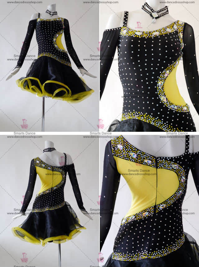 Waltz Dance Dresses,Tailor Made Latin Dress Black LD-SG1827,Latin Dresses For Sale,Latin Dress