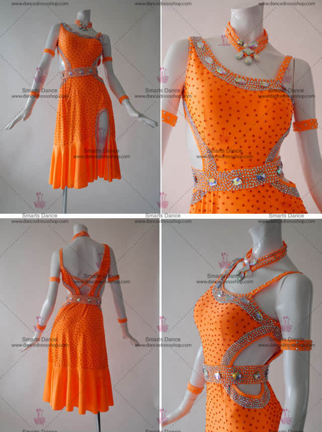 Latin Dance Costumes For Competition,Latin Dance Costumes Orange LD-SG1828,Latin Dresses,Latin Costumes