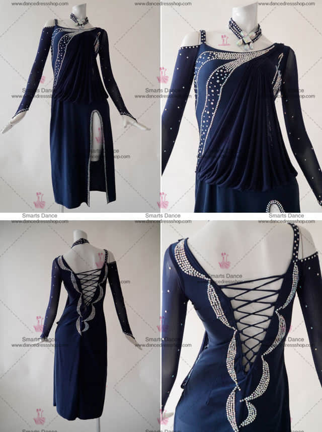 Latin Dance Costumes For Competition,Latin Dancewear Blue LD-SG1829,Latin Costumes,Custom Made Latin Dress