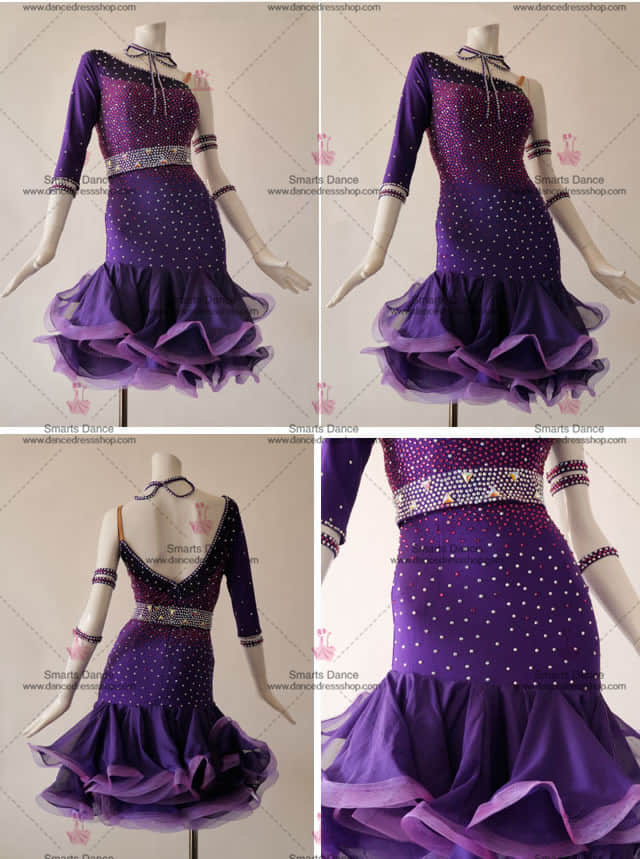 Latin Dance Competition Dresses,Womens Latin Dress Purple LD-SG1831,Latin Dance Customes,Latin Dresses For Sale