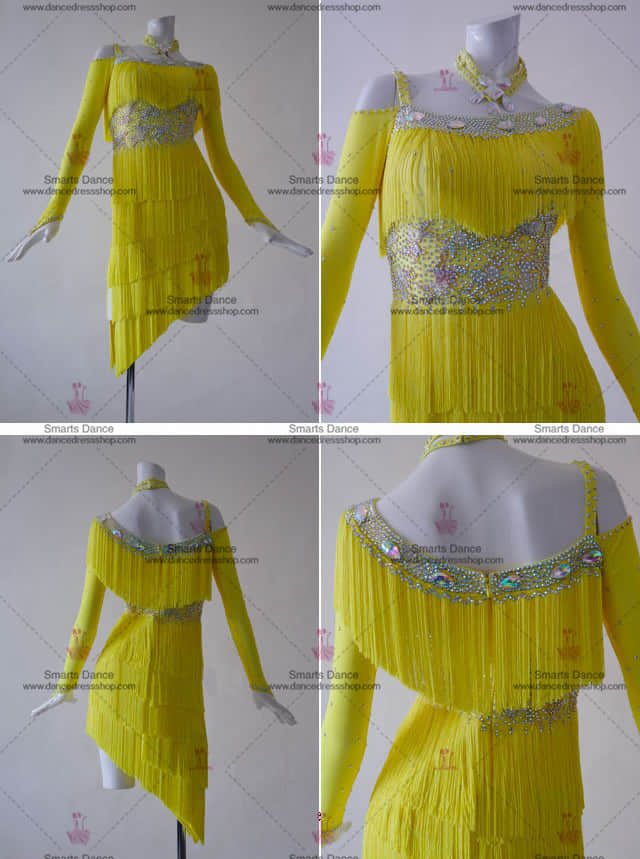 Latin Dance Dresses,Latin Clothes Yellow LD-SG1832,Latin Dancewear,Latin Dresses For Sale