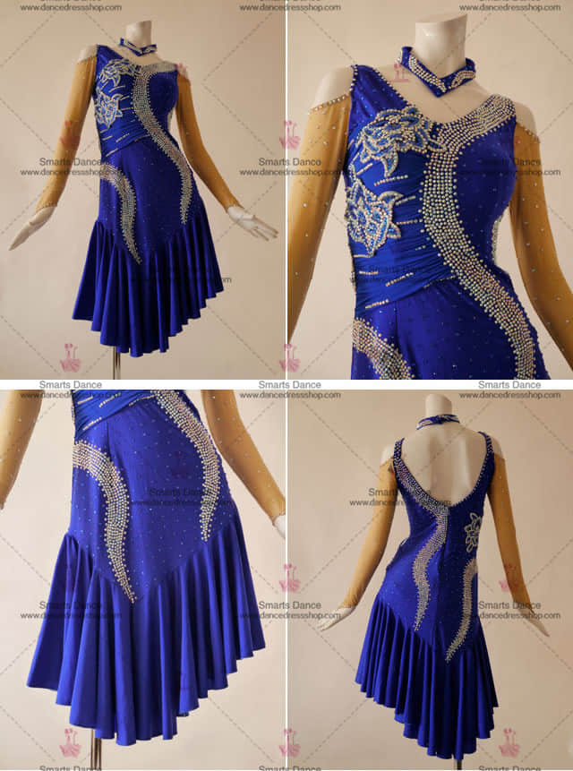 Latin Gowns,Latin Costume For Female Blue LD-SG1843,Latin Dance Competition Dresses,Latin Dance Costumes