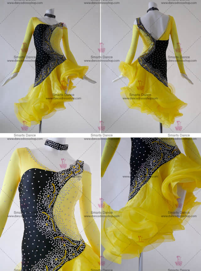 Latin Dance Clothes,Latin Dancewear Yellow LD-SG1848,Latin Dress,Latin Dresses