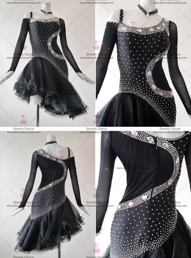 Latin Gowns,Latin Dance Clothes Black LD-SG1849,Latin Ballroom Dresses,Latin Dance Competition Dresses