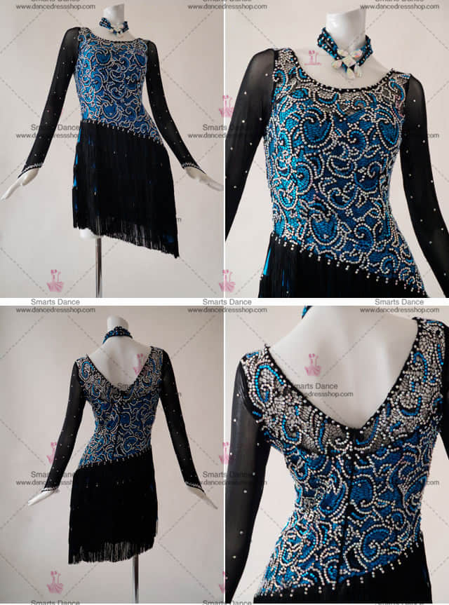 Latin Dance Competition Dresses,Latin Dance Customes Blue LD-SG1852,Waltz Dance Dresses,Custom Made Latin Dress