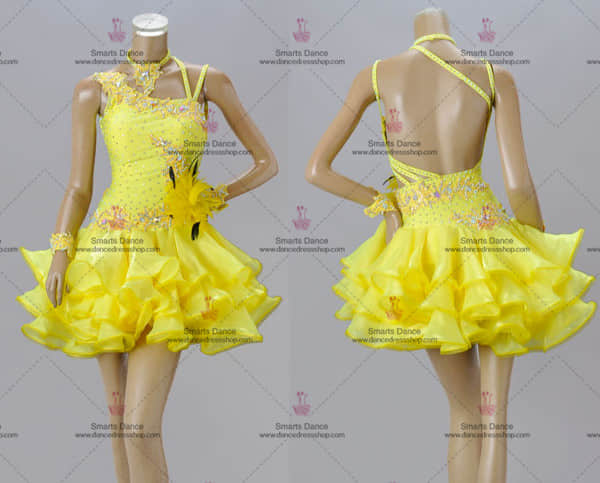 Latin Dance Costumes,Latin Dance Clothes Yellow LD-SG1896,Latin Dance Gowns,Latin Dresses For Sale