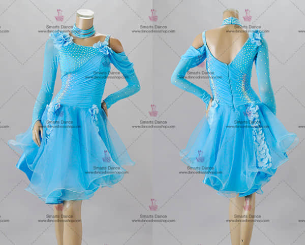 Latin Clothes,Latin Dance Competition Dresses Blue LD-SG1899,Latin Dance Dresses For Sale,Custom Made Latin Dress