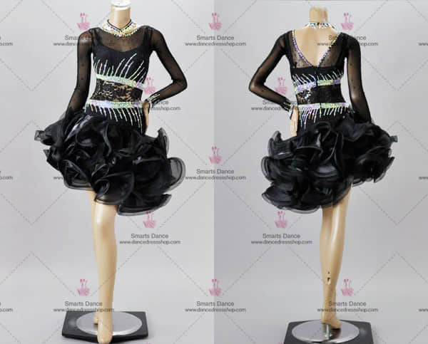 Latin Dance Costumes For Competition Black LD-SG1900,Latin Costumes,Tailor Made Latin Dress