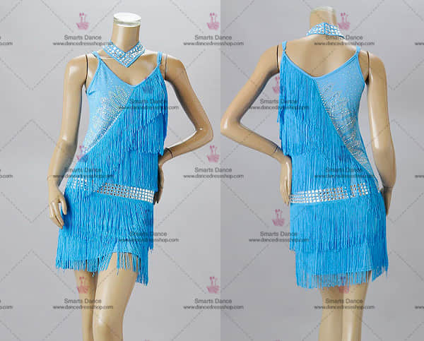Latin Costume For Female,Latin Dancewear Blue LD-SG1907,Latin Dance Dresses For Sale,Latin Dance Competition Dresses