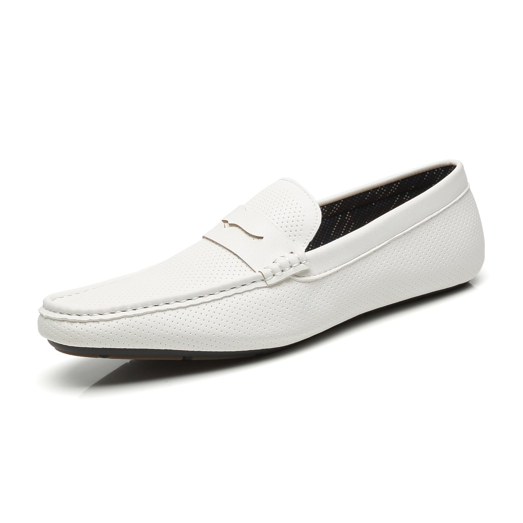 Men's Penny loafers Driving Moccasins Serpent-1-white | La Milano Mens ...