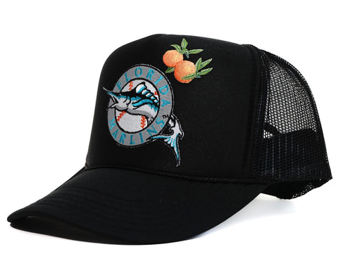 x Eric Emanuel FLORIDA MARLINS TRUCKER HAT Black – Bodega