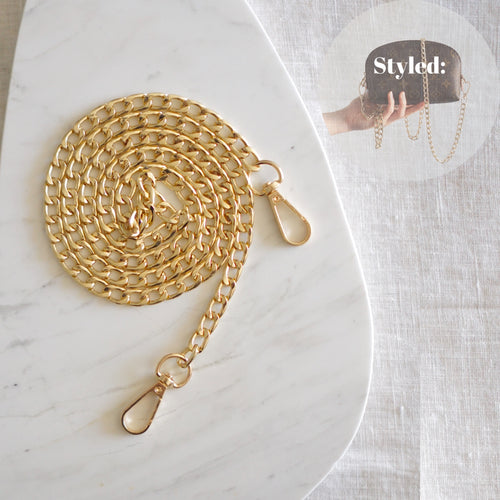 Chunky Gold Chain Top Handle Decorative Strap for Toiletry 