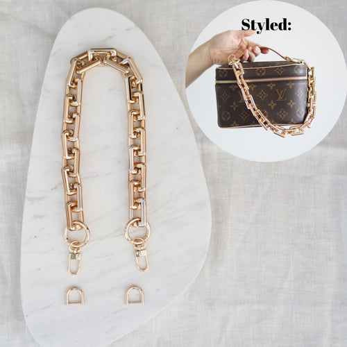 Chunky Flat Gold Chain Handle Decorative Strap for Toiletry 