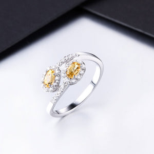 Natural Citrine 925 Sterling Silver Gemstone Ring