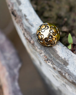 Designer Unisex metal buttons with floral design