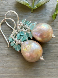 Edison Pearl with Aquamarine Earrings