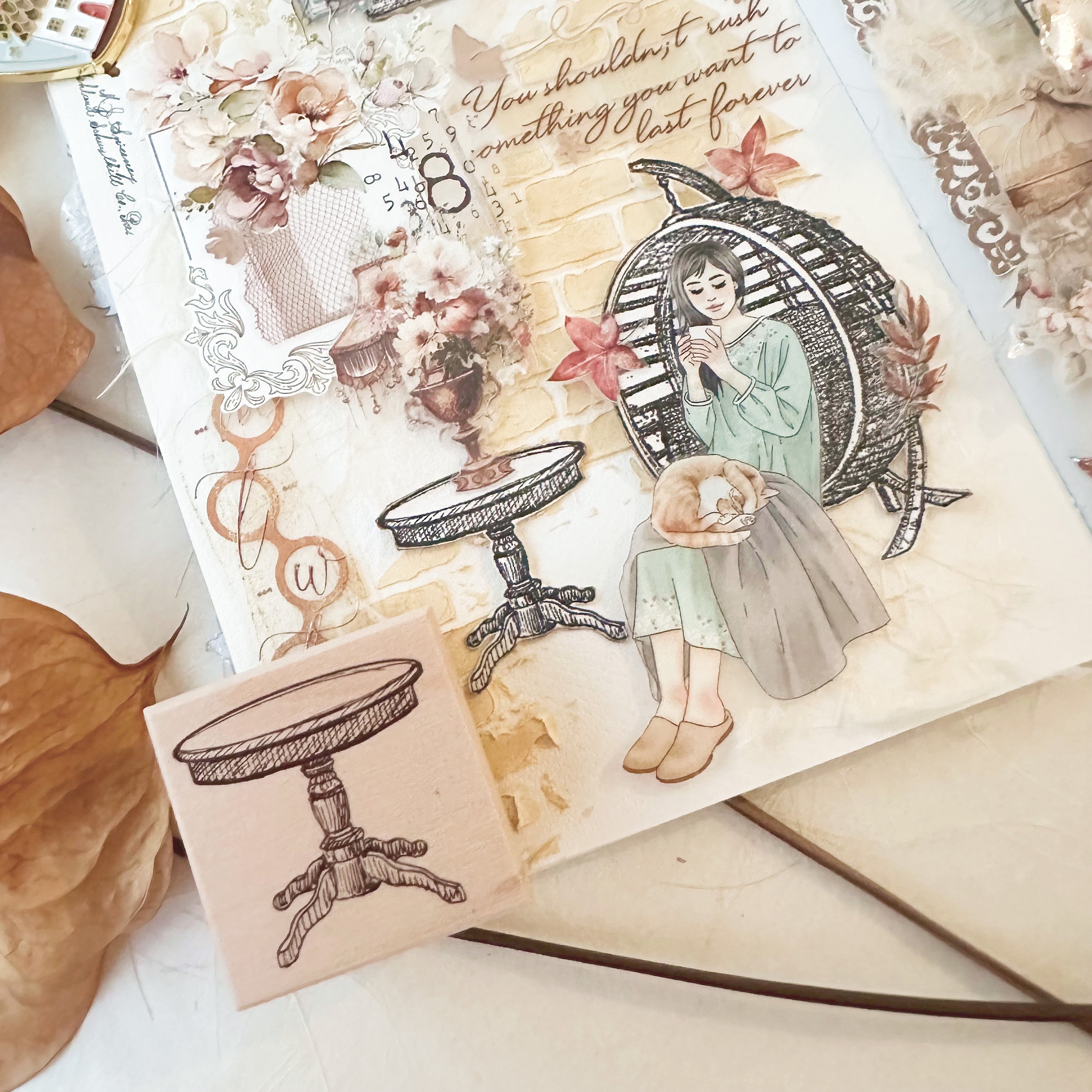 Journal Pages《back to simple》 vintage label Wooden Stamps