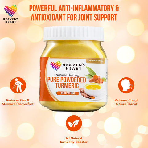 Natural Healing Pure Powdered Turmeric with Piperine 100g (No Added Sugar) Heaven's Heart
