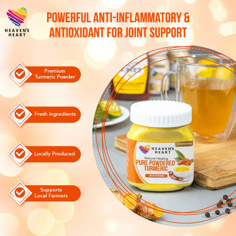 Natural Healing Pure Powdered Turmeric with Piperine 100g (No Added Sugar) Heaven's Heart