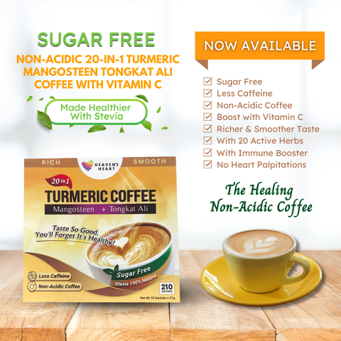 Sugar Free Non-Acidic 20in1 Turmeric Mangosteen Coffee Heaven's Heart