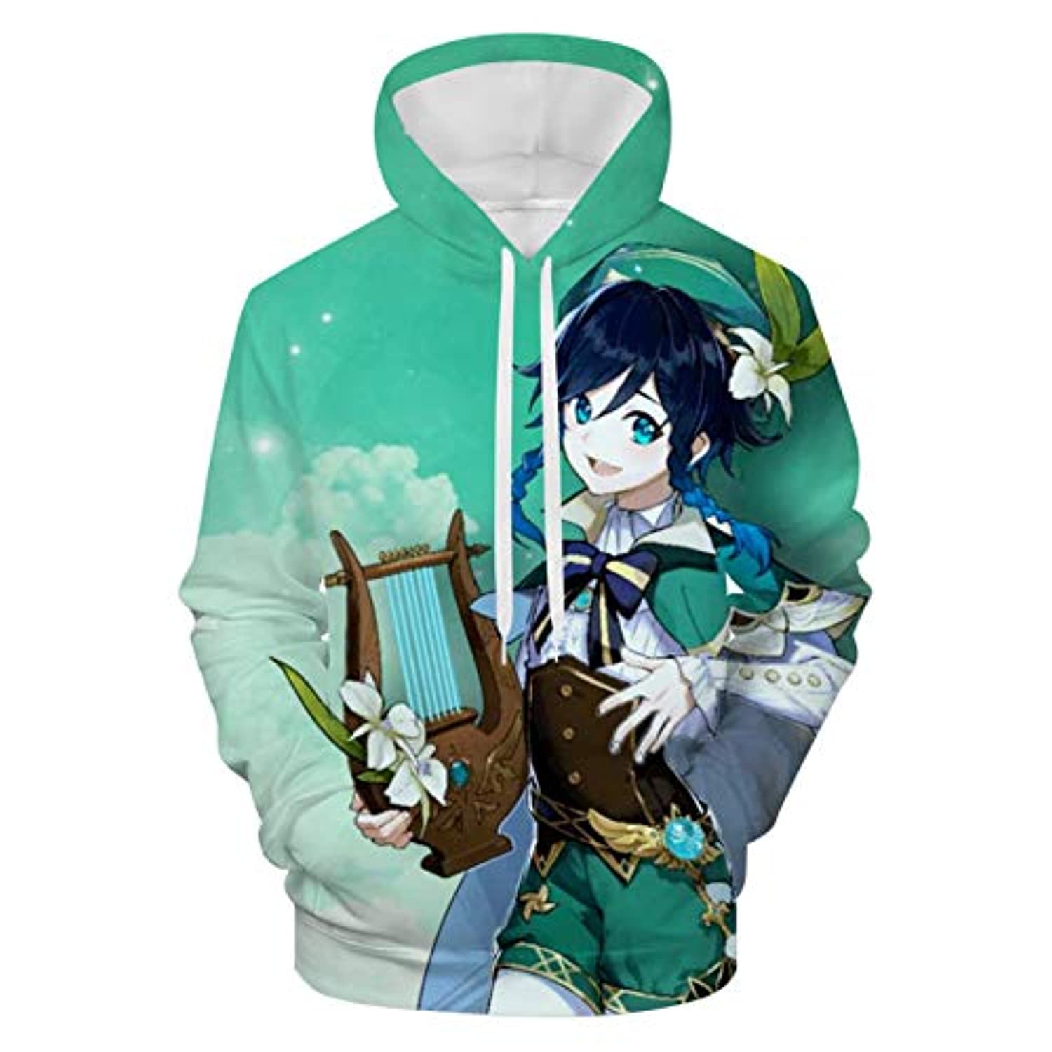 Genshin Impact Hoodies - Venti 3D Game Pullover Hoodie