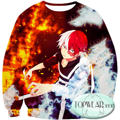 My Hero Academia Hoodies Anime Hero Shoto Todoroki Quirk Half - hoodie anime shirt roblox