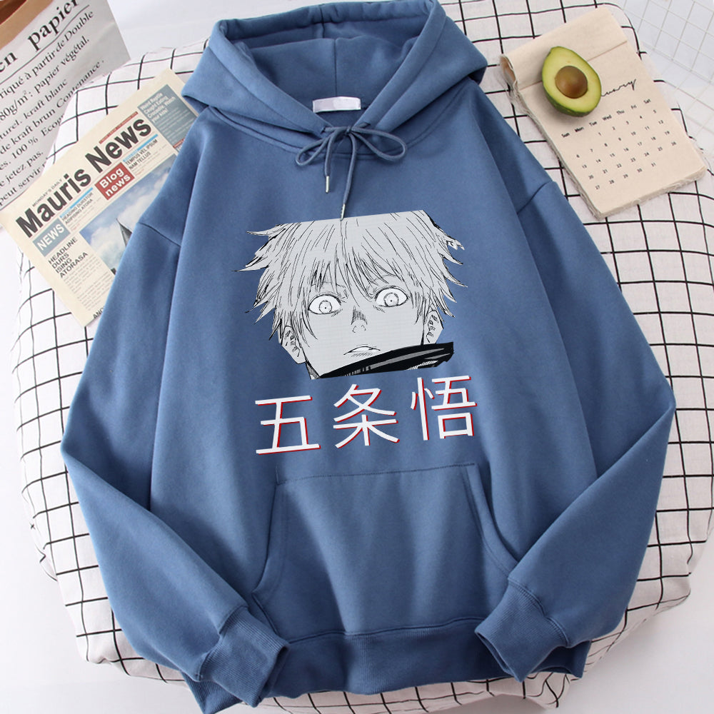 Satoru Gojo Jujutsu Kaisen Print Hooded Men Casual Sweatshirts Topwear