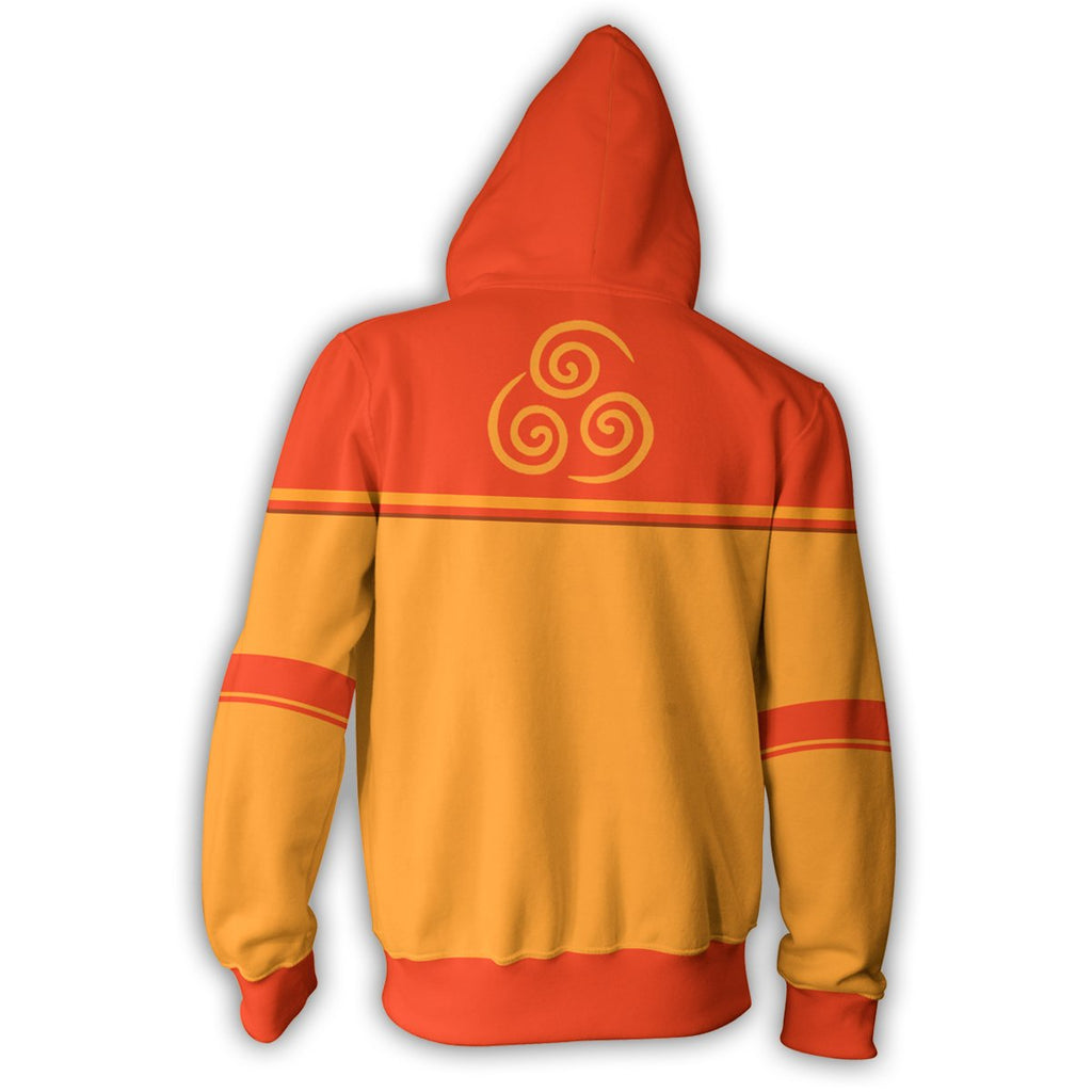 Avatar The Last Airbender Aang Hoodies Zip Up Orange Hoodie Topwear 