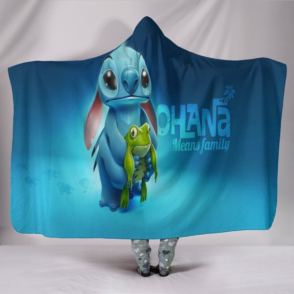 Lilo And Stitch Hooded Blankets Lilo And Stitch Super Cute Blue Hood TopWear