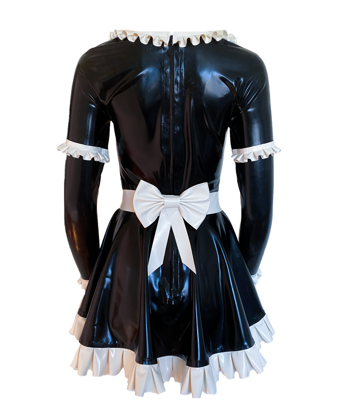 Latex Mini Maid Dress with Apron – Black Sheep Latex