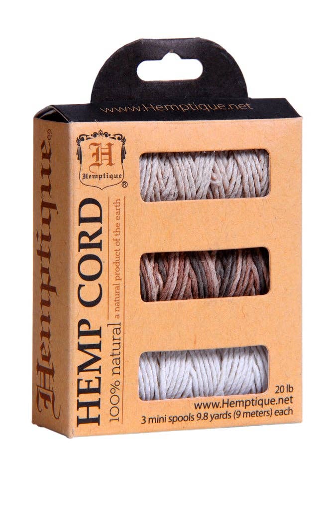 Hemptique - #20 Hemp Cord 3-Pack MiniI Spool Set In Box SEASHELL – The  Salty Lick Mercantile
