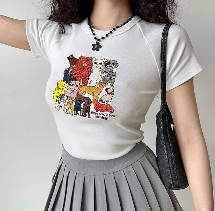 Love 4 Dogs Embroidered Tee ~ HANDMADE