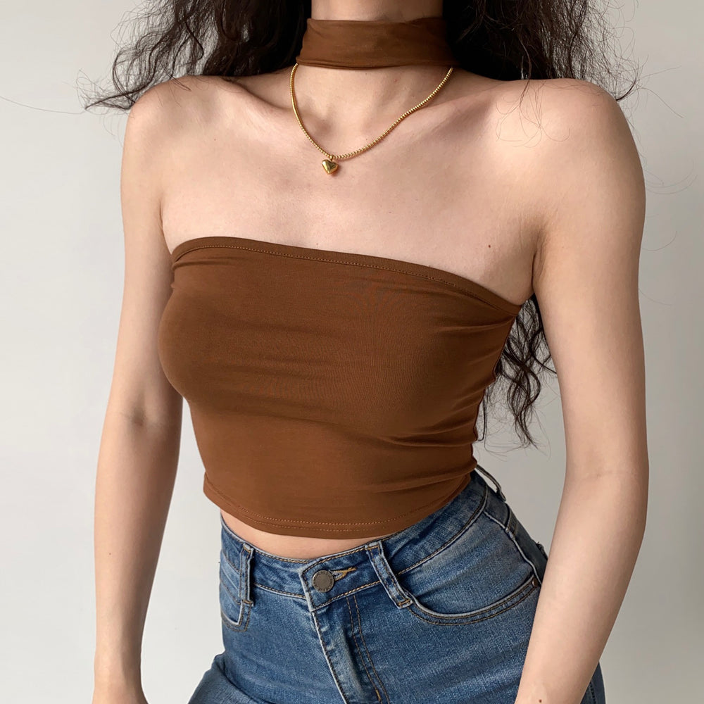 Knit Ribbed Stretch Halter Top