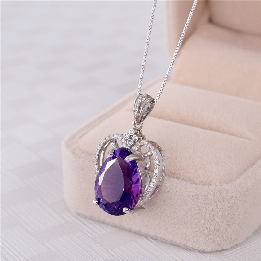 Amethyst Necklace [S925 Teardrop Amethyst Pendant] – Jewelrify