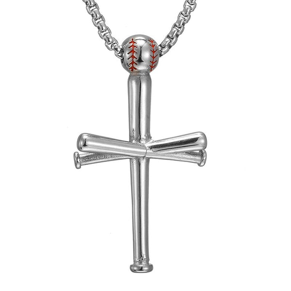 Baseball Cross Necklace, Silver Finish, Black Cord - Christianbook.com