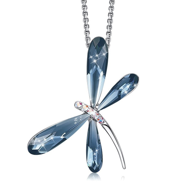 Dragonfly Necklace W Swarovski Crystals 2020 Design Jewelrify