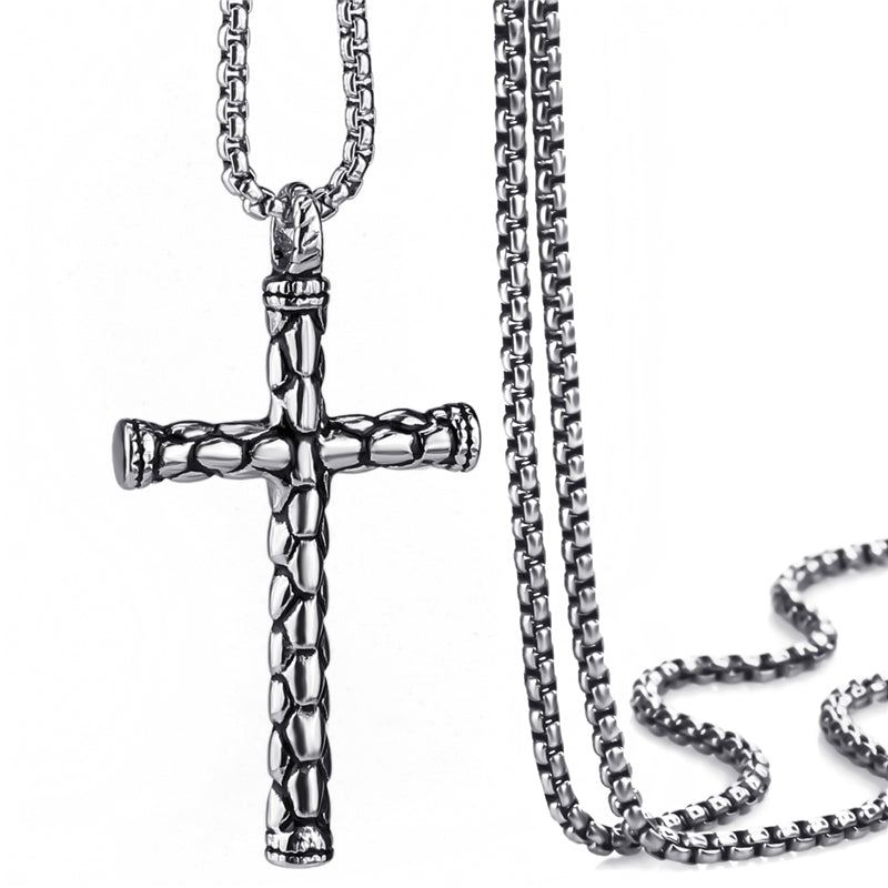 Mens Cross Necklace Silver Stainless Steel | FREE Shipping – Jewelrify